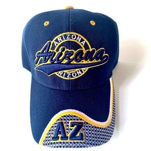 Arizona Visor Cap by Banana Expression One Size Adjustable Hook & Loop Navy Gold